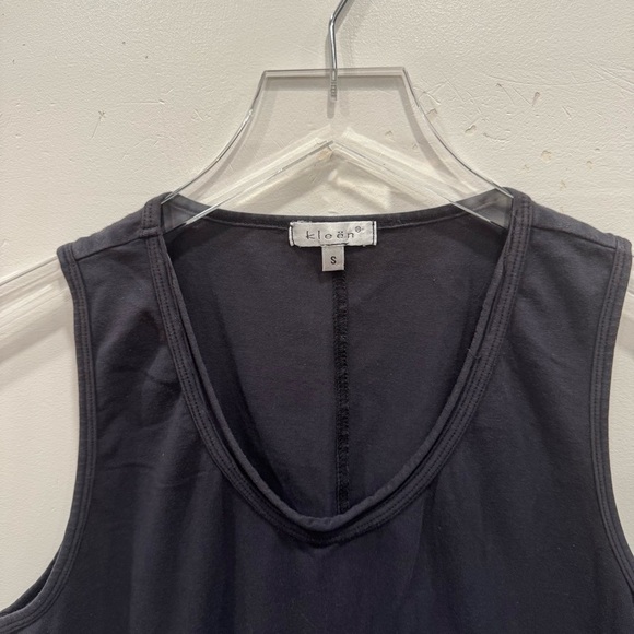 Kleën Black V-Neck Sleeveless Tank Tunic Top Lagenlook Cotton Blend - Picture 3 of 4